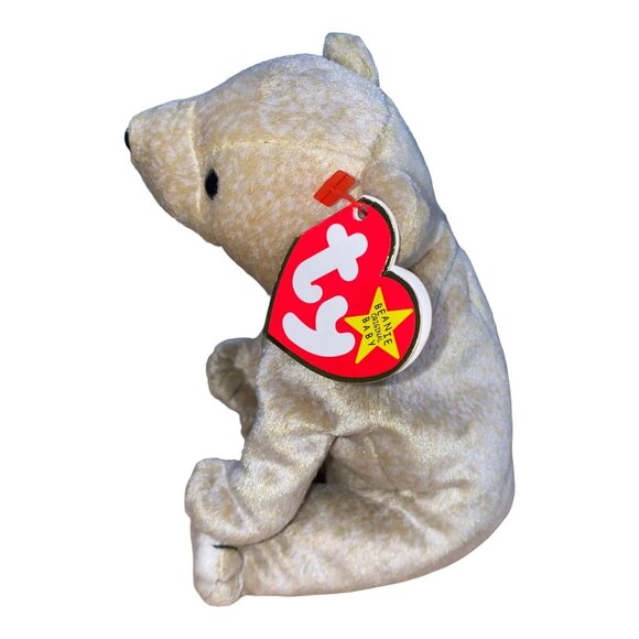 Ty Beanie Baby "Almond" Bear Plush Collectible Toy April 14 1999 Retired Cream T - Picture 2 of 9